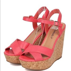 Breckelles Faux Cork Platform Wedge